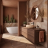 умывальник Rea Mika Light Terracotta 50x38 матовый, бежевый, имитация камня (REA-U7348)