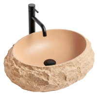умывальник Rea Mika Light Terracotta 50x38 матовый, бежевый, имитация камня (REA-U7348)