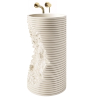 умывальник Rea Travena Round 41x41 матовый, бежевый, имитация камня (REA-U3533)