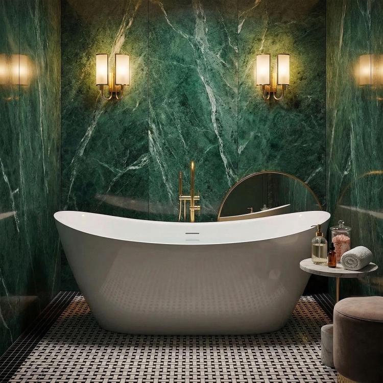 ванна акриловая Rea Ferrano Slim 160x80 отдельностоящая, белая (REA-W0081)