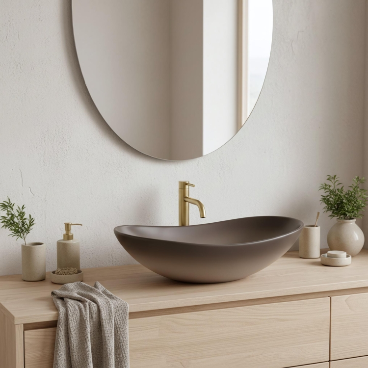 умывальник Rea Royal Ombre 62x36 матовый, бежевый, коричневый (REA-U0626)