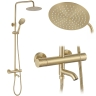 душевая система с изливом Rea Lungo Diamond с термостатом brushed gold (REA-P8923)