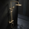 душевая система с изливом Rea Lungo Diamond с термостатом brushed gold (REA-P8923)