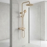 душевая система с изливом Rea Lungo Diamond с термостатом brushed gold (REA-P8923)