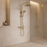 душевая система с изливом Rea Lungo Diamond с термостатом brushed gold (REA-P8923)