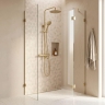 душевая система с изливом Rea Lungo Diamond с термостатом brushed gold (REA-P8923)