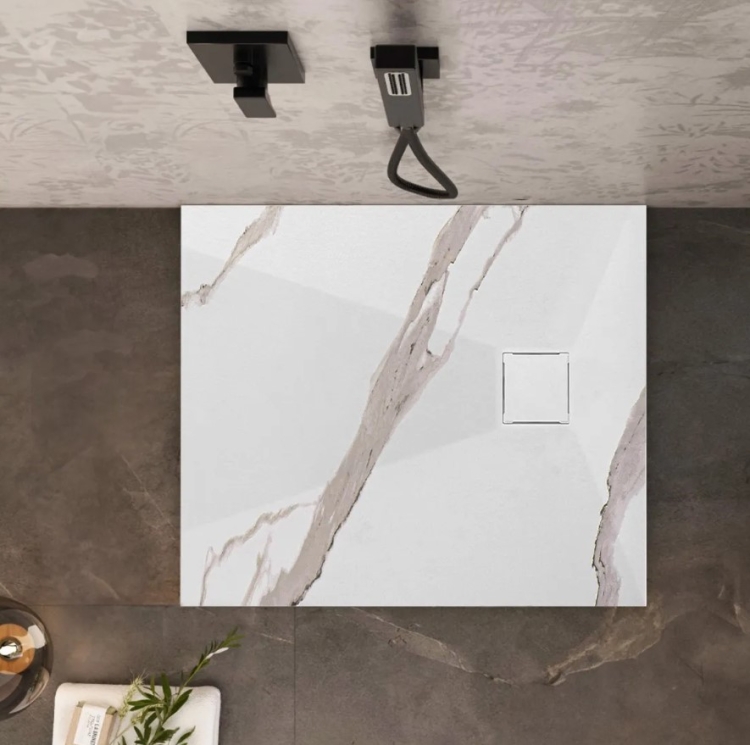 поддон Rea Magnum 90x90 квадратный, carrara white (REA-K7005)