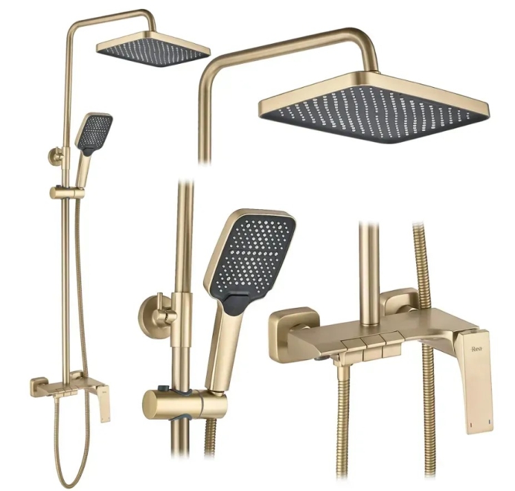 душевая система Rea Joe с изливом, brushed gold (REA-P5656)