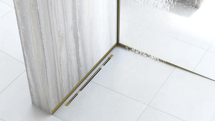 плинтус для душевого поддона Rea 120 см brush gold (REA-K4305)