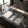 кухонная мойка Rea Alonzo 75x46 многофункциональная с сифоном brush nickel (ZLE-06420)