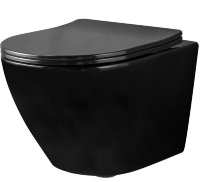 чаша унитаза Rea Carlo Mini Flat  black gloss без ободка, сиденье дюропласт медленно падающее (REA-C8936)