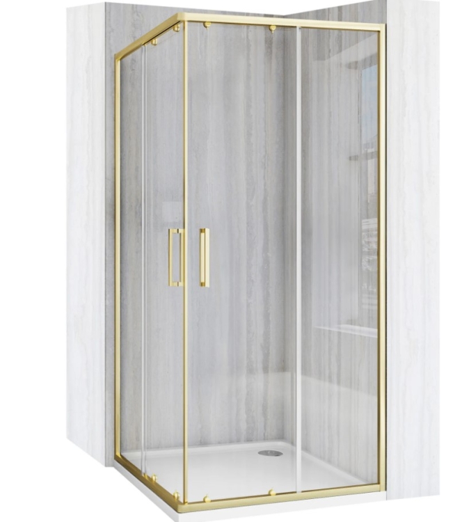 душова кабіна Rea City 80x100 brushed gold, скло прозоре (REA-K6445)
