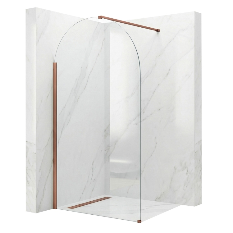 душевая стенка Rea Heaven 100x200 безопасное стекло, прозрачное brush copper (REA-K6687)