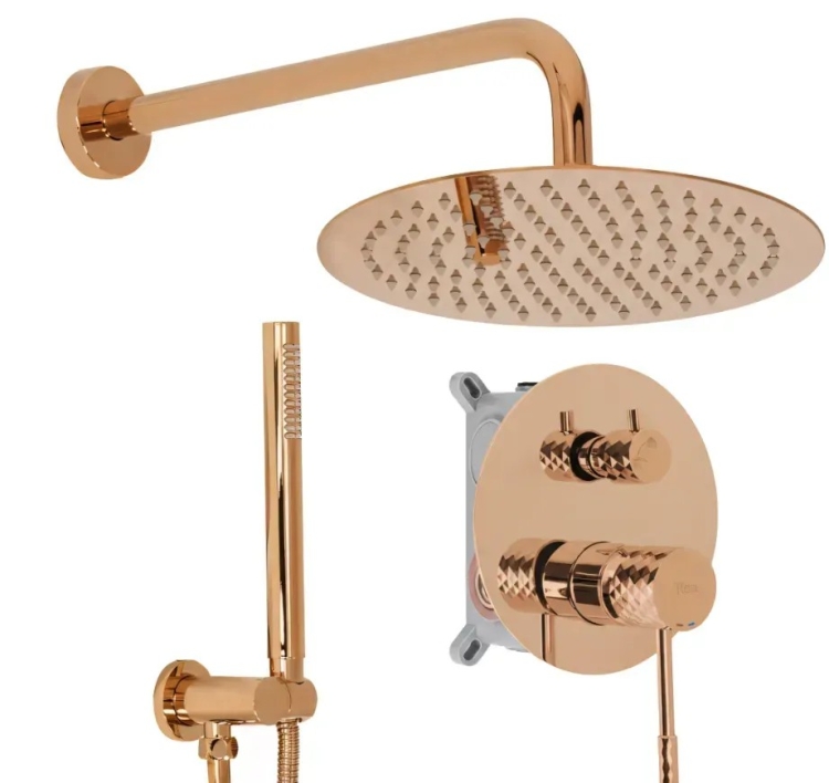 душова система Rea Lungo Diamond прихованого монтажу, copper + box (REA-P5657)