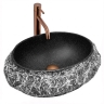 умывальник Rea Mika Gabro Black 50x38 матовый, черный, имитация камня (REA-U0634)