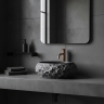 умывальник Rea Mika Gabro Black 50x38 матовый, черный, имитация камня (REA-U0634)