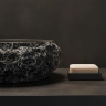 умывальник Rea Mika Gabro Black 50x38 матовый, черный, имитация камня (REA-U0634)