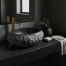 умывальник Rea Mika Gabro Black 50x38 матовый, черный, имитация камня (REA-U0634)