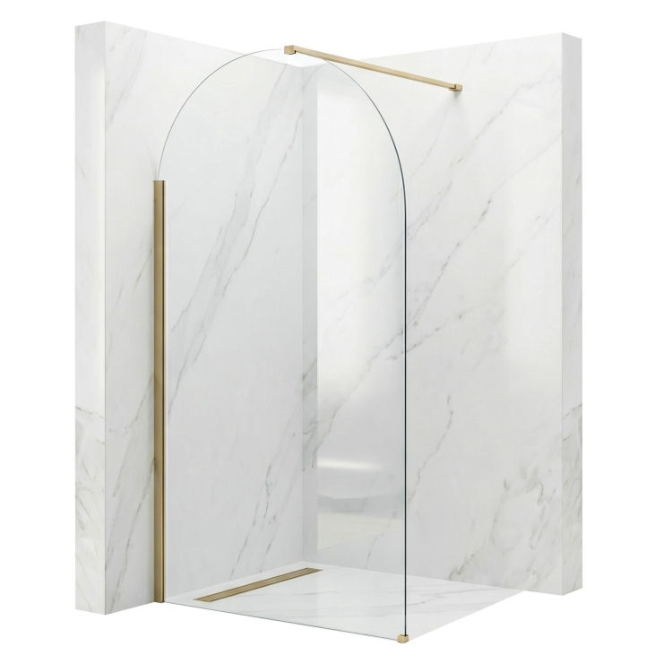 душевая стенка Rea Heaven 90x200 безопасное стекло, прозрачное brush gold (REA-K6685)