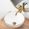 умывальник Rea Stella 36x36 white gold edge (REA-U7445)