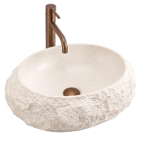 умывальник Rea Mika Warm Beige 50x38 матовый, бежевый, имитация камня (REA-U7347)