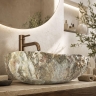 умывальник Rea Isla Canyon 49x37 глянцевый коричневый, имитация камня (REA-U7884)