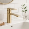 смеситель для умывальника Rea Storm brushed gold низкий (REA-B7960)