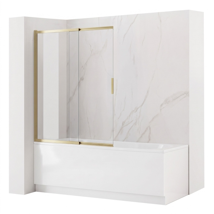 штора для ванны Rea Dario 100x140 brush gold стекло прозрачное (REA-W7885)