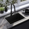 кухонная мойка Rea Liam 58x45 с сифоном, black (ZLE-06008)