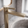 смеситель для умывальника Rea Maxim Premium high brushed gold (REA-B8951)