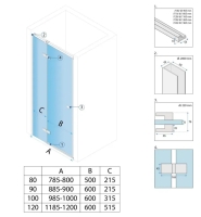 душевая дверь Rea Atlas 100x200 безопасное стекло, прозрачное, слева, chrome (REA-K4664)