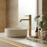 смеситель для умывальника Rea Lungo Stripe высокий, brushed gold (REA-B8051)