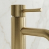 смеситель для умывальника Rea Lungo Stripe высокий, brushed gold (REA-B8051)