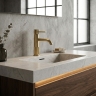 смеситель для умывальника Rea Lungo Stripe низкий, brushed gold (REA-B8050)