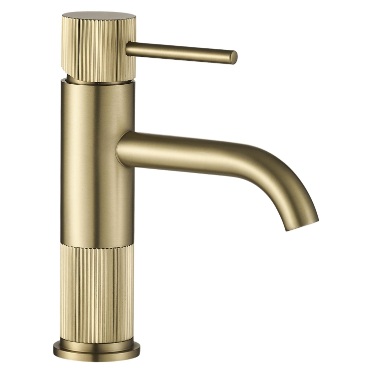смеситель для умывальника Rea Lungo Stripe низкий, brushed gold (REA-B8050)