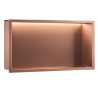 полка для ванной комнаты Rea 30x60x10 встраиваемая в стену с LED подсветкой brush copper (REA-08568)