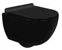 унитаз Rea Carlo подвесной, черный глянцевый + сиденье дюропласт soft-cloth (REA-C8405G)