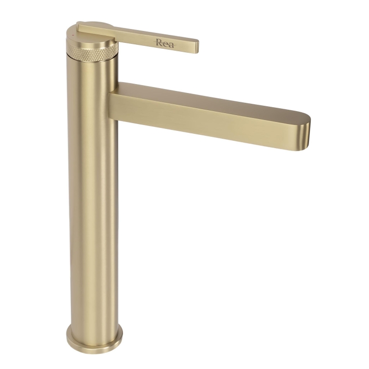 смеситель для умывальника Rea Grace high brushed gold (REA-B8939)