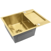 кухонная мойка Rea Paul 60x48 с сифоном, brush gold (ZLE-06010)