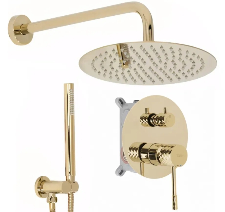 душова система Rea Lungo Diamond прихованого монтажу, gold + box (REA-P6964)