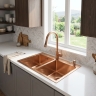 кухонная мойка Rea Toby 56x48 с сифоном brush copper (ZLE-06416)