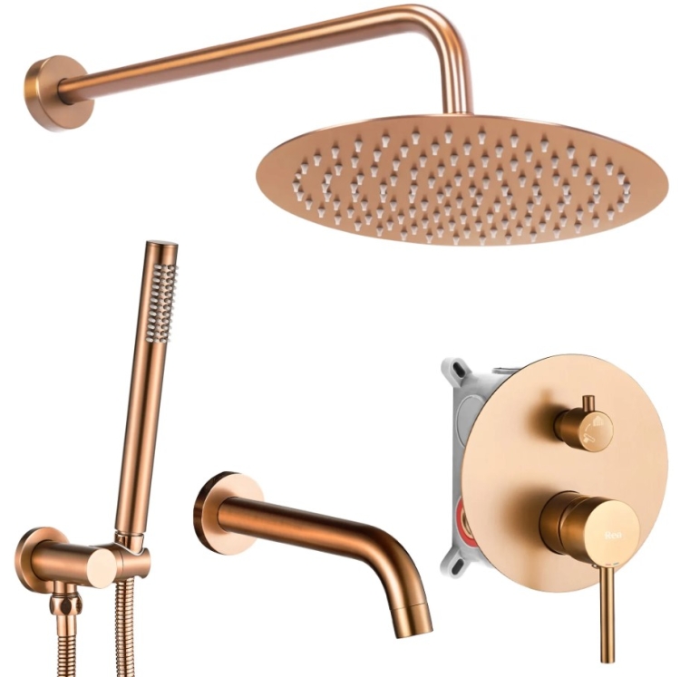 душевой комплект скрытого монтажа Rea Lungo copper brush + box (REA-P8810)