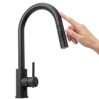 змішувач для кухні Rea Fresh Touch сенсорний з висувним виливом black (REA-B6734)