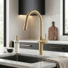 смеситель для кухни Rea Fresh high с выдвижным изливом brushed gold (REA-B7201)