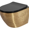 унитаз Rea Carlo Mini 49x37 подвесной безободковый gold brush/black (REA-C3300)