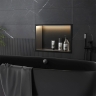 полка для ванной комнаты Rea 30x45x10 встраиваемая в стену с LED подсветкой black (REA-08546)