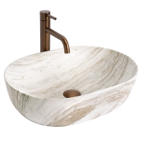 умывальник Rea Amelia Saturn 48x34,5 матовый, имитация камня (REA-U0636)