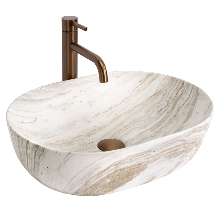 умывальник Rea Amelia Saturn 48x34,5 матовый, имитация камня (REA-U0636)