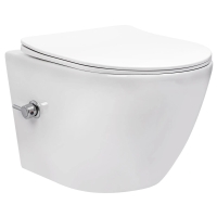 унитаз-биде подвесной Rea Carlo Lux 49,5x36,5 без ободка, с сиденьем soft-close, white (REA-C9701)