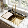 кухонная мойка Rea Alonzo 75x46 многофункциональная с сифоном brush gold (ZLE-06419)
